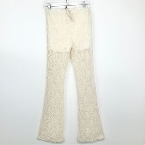 Freckles Cream Crochet Open Lace Flare Leg Beach Pants